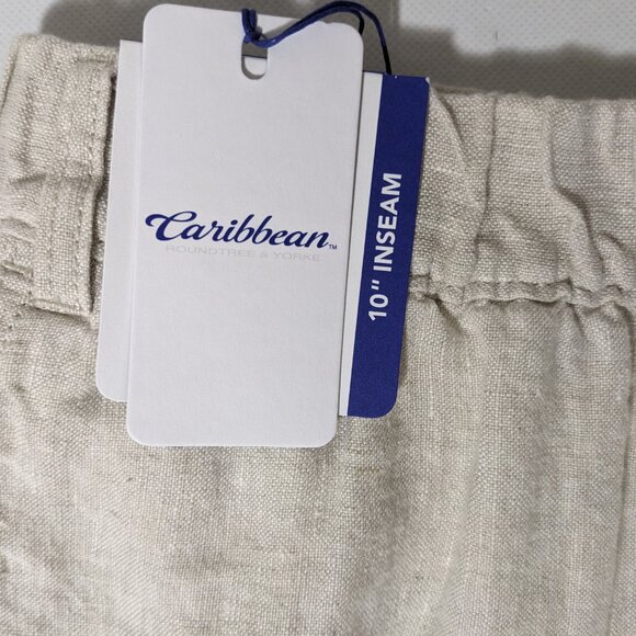 NEW- Big Mens Roundtree & Yorke Caribbean Linen Shorts 10" Inseam- Beige - Picture 6 of 9